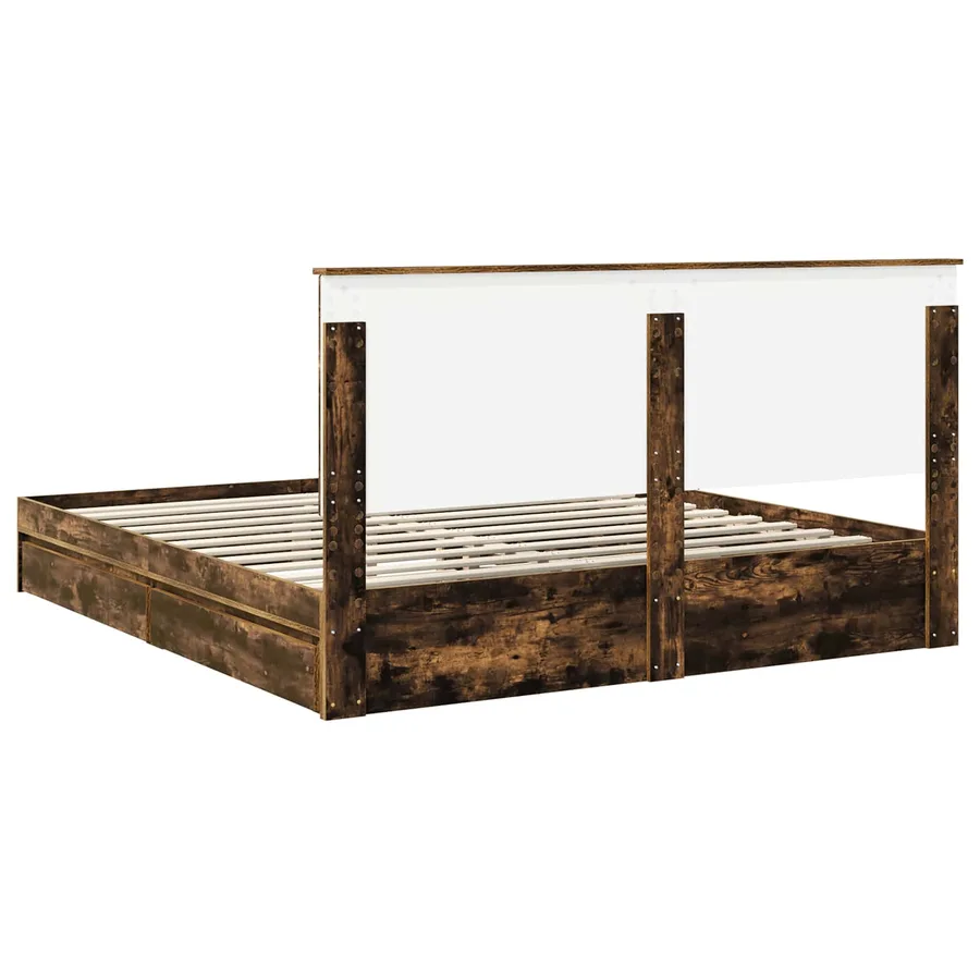 Lit de Rangement Chêne fumé 180 x 200 cm Bois d'ingénierie - 10