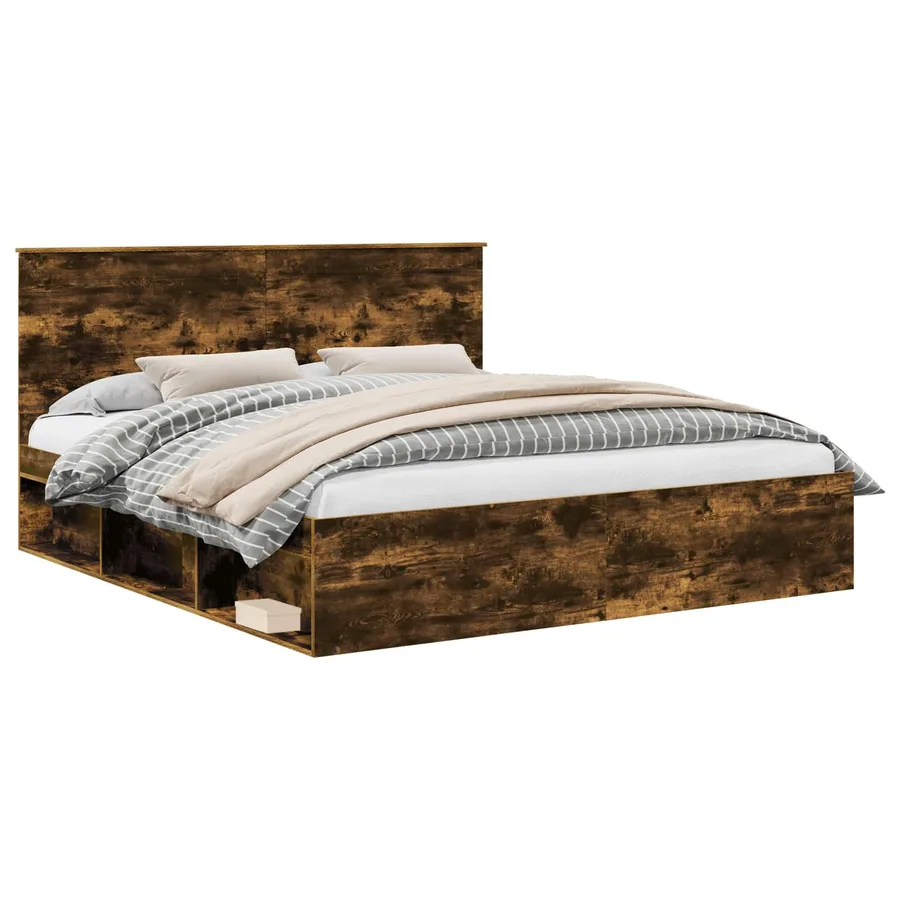 Cadre de lit Chêne fumé 180 x 200 cm Bois de pin massif - 2