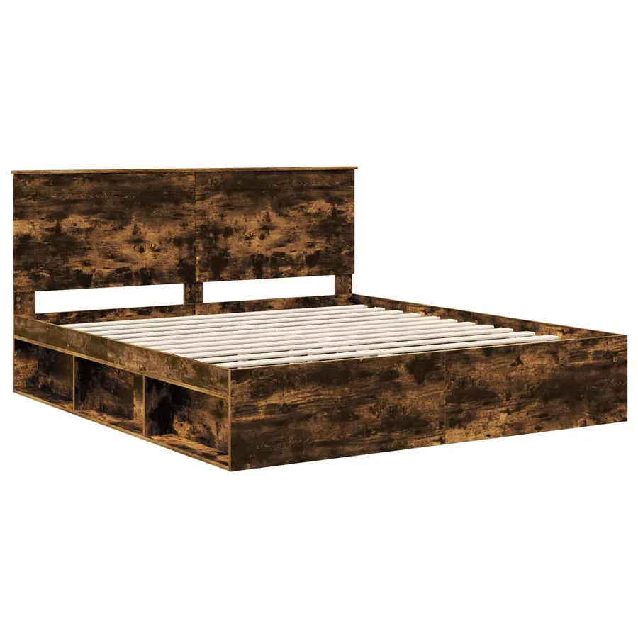 Cadre de lit Chêne fumé 180 x 200 cm Bois de pin massif - 4