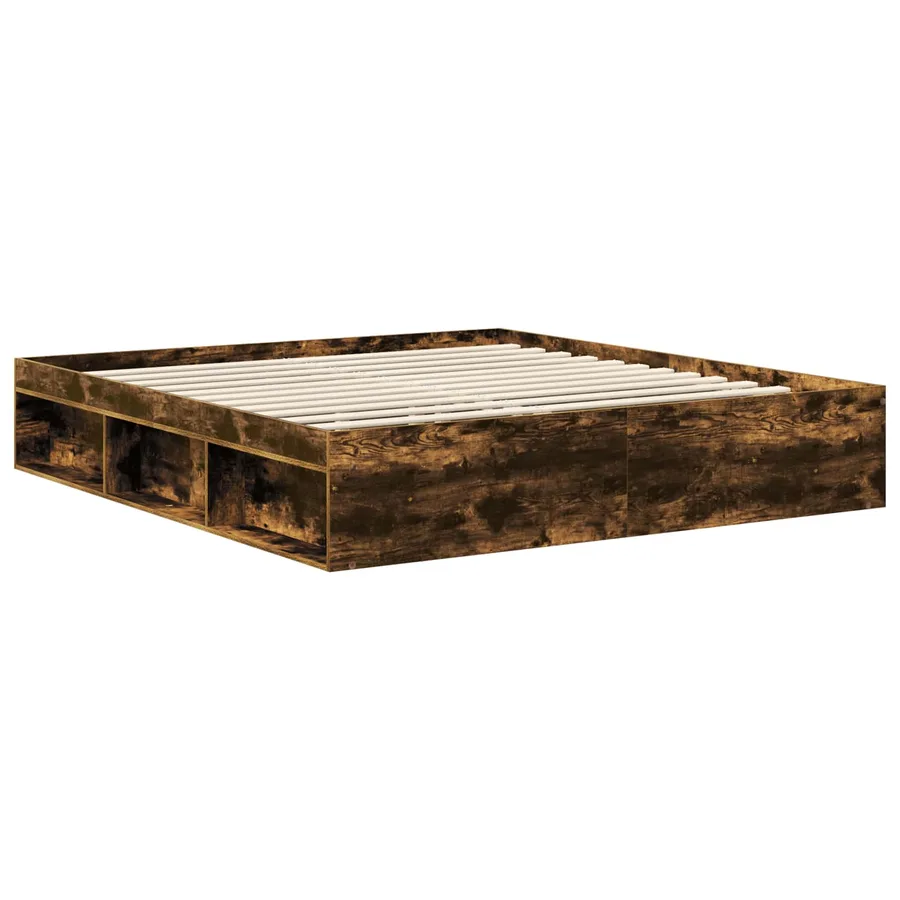 Cadre de lit Chêne fumé 180 x 200 cm Bois de pin massif - 5