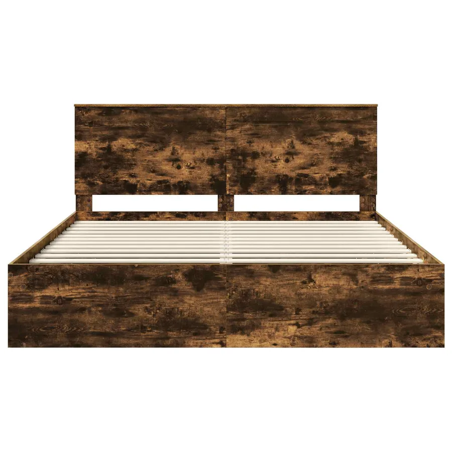 Cadre de lit Chêne fumé 180 x 200 cm Bois de pin massif - 7