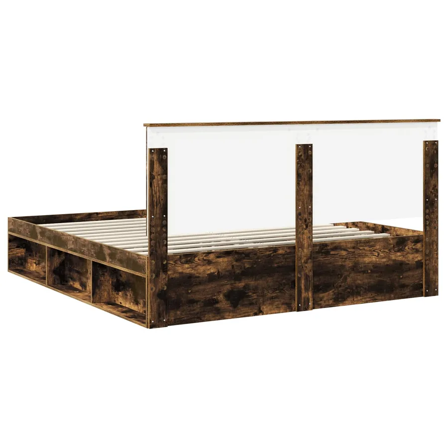 Cadre de lit Chêne fumé 180 x 200 cm Bois de pin massif - 9