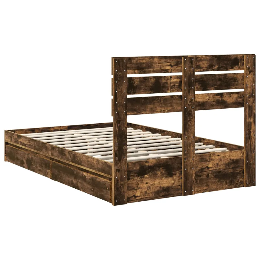 Lit de Rangement Chêne fumé 120 x 190 cm Bois d'ingénierie - 10