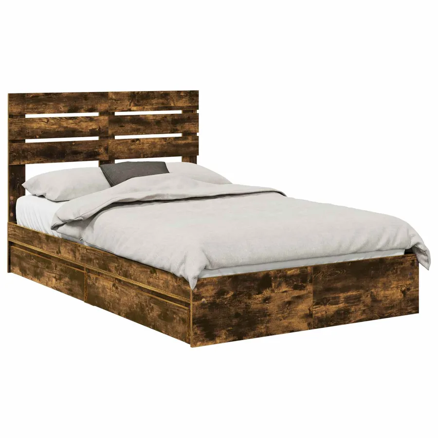 Lit de Rangement Chêne fumé 120 x 190 cm Bois d'ingénierie - 2