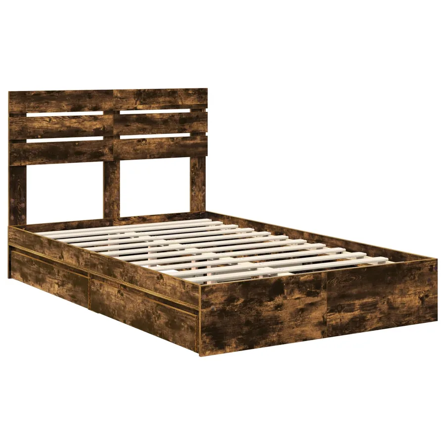 Lit de Rangement Chêne fumé 120 x 190 cm Bois d'ingénierie - 4