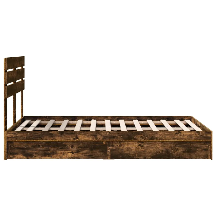 Lit de Rangement Chêne fumé 120 x 190 cm Bois d'ingénierie - 9