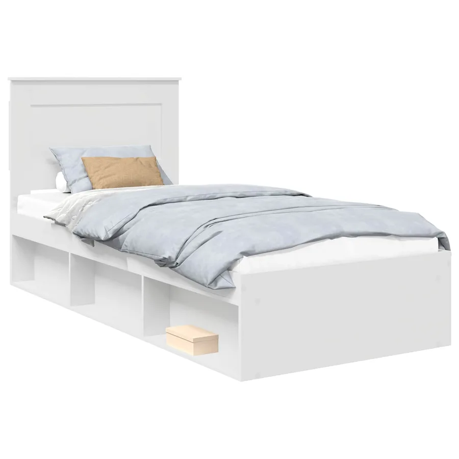 Cadre de lit avec tête de lit Blanc 100 x 200 cm Pin massif - 2