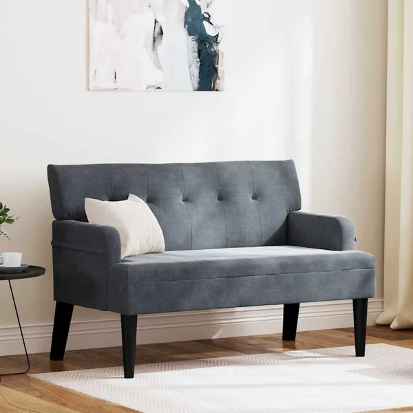 Banc Chesterfield Gris foncé 112 x 65,5 x 75 cm Velours