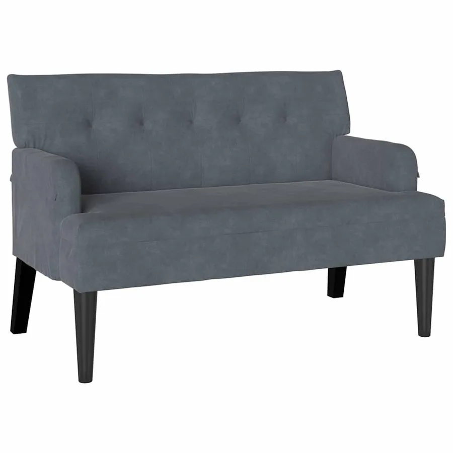 Banc Chesterfield Gris foncé 112 x 65,5 x 75 cm Velours - 2