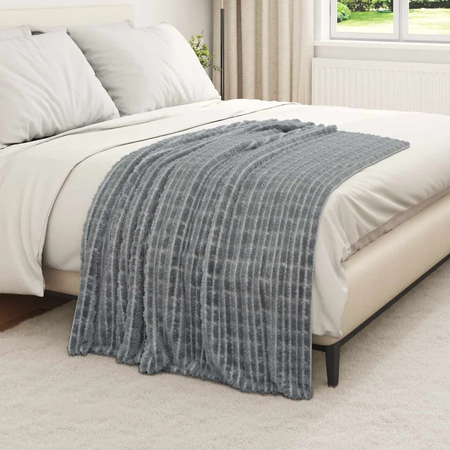 Couvertures à jeter 6 pcs Gris foncé 150 x 130 cm Toison - 3