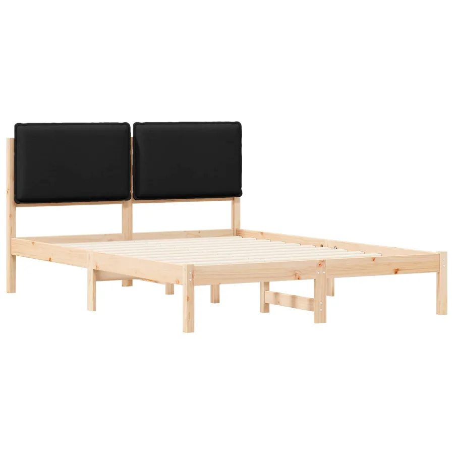 Cadre de lit avec tête de lit rembourrée Noir 150 x 200 cm - 4