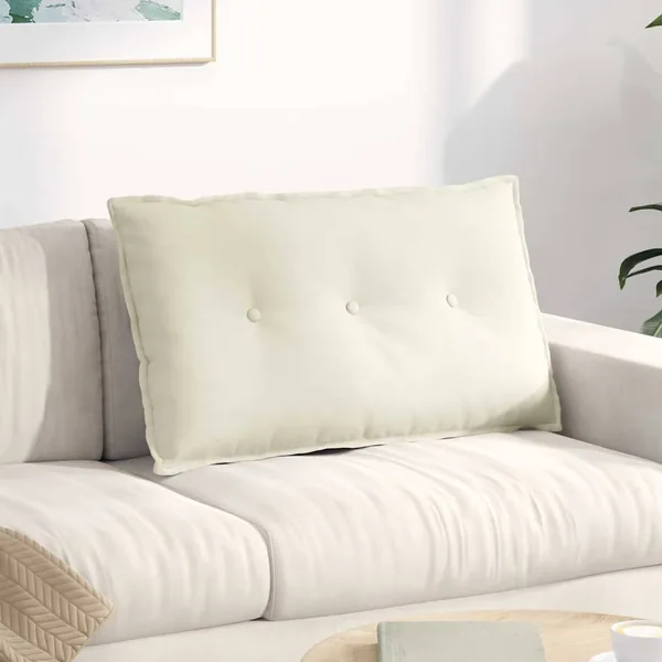 Coussin de Dos Crème 80 x 50 cm Tissu en velours côtelé