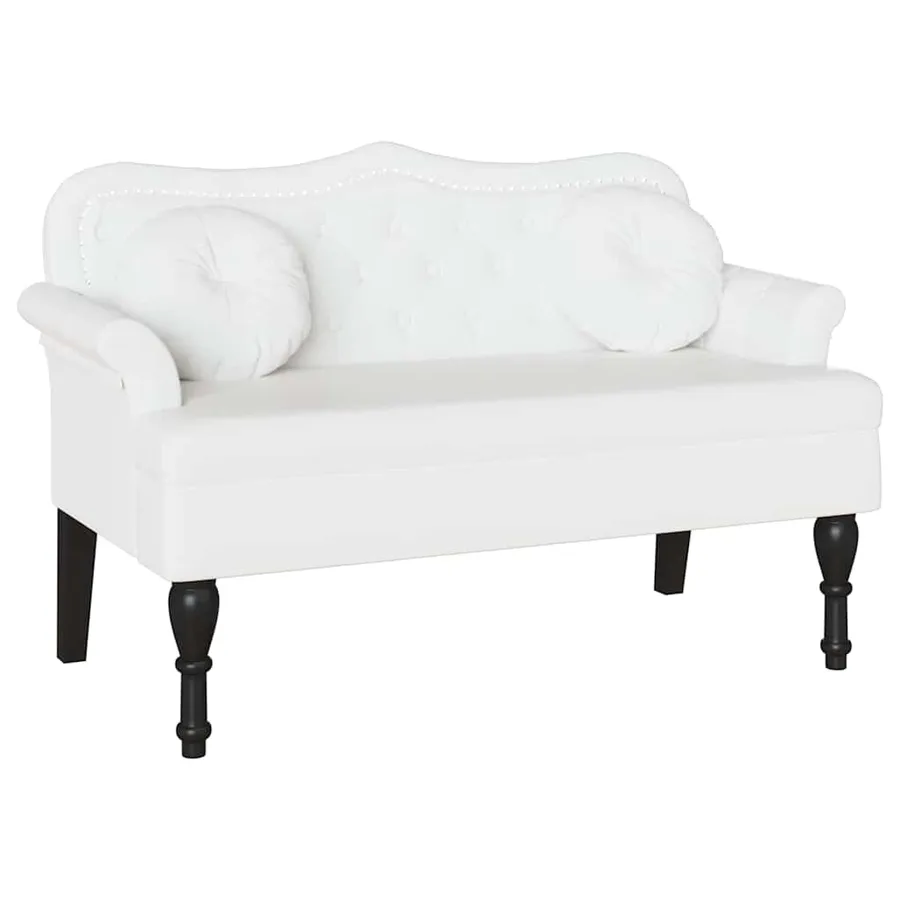 Banc Chesterfield Blanc 120,5 x 65 x 75 cm Simili cuir - 2