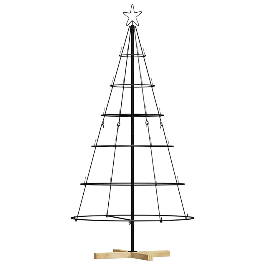 Arbre en cône de Noël avec support Noir 154 cm Acier - 2