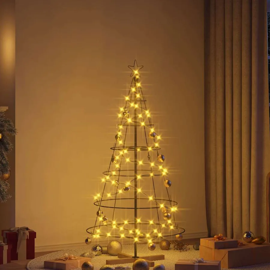 Arbre en cône de Noël avec support Noir 154 cm Acier - 4