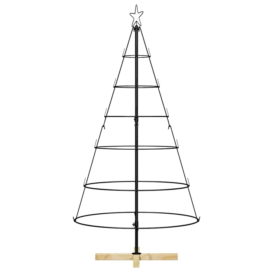 Arbre en cône de Noël avec support Noir 154 cm Acier - 5