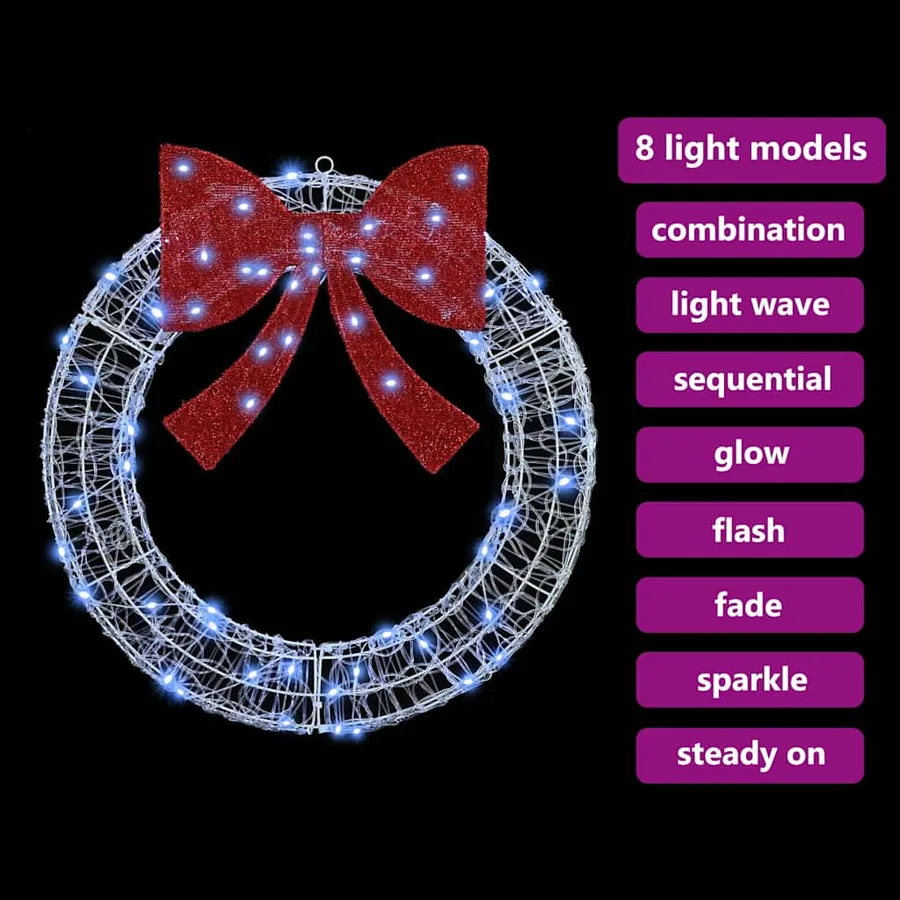Couronne avec 60 LED Blanc froid 76 x 76 x 8,5 cm Acrylique - 8
