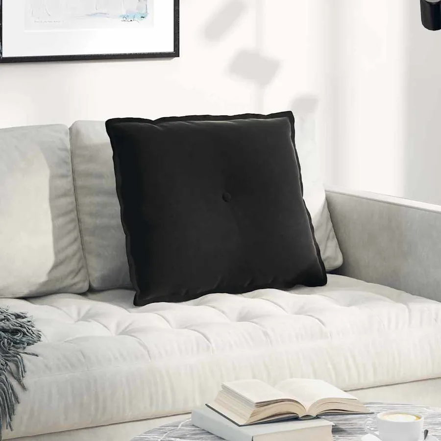 Coussin de Dos Noir 60 x 50 cm Tissu en velours côtelé