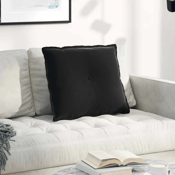 Coussin de Dos Noir 60 x 50 cm Tissu en velours côtelé