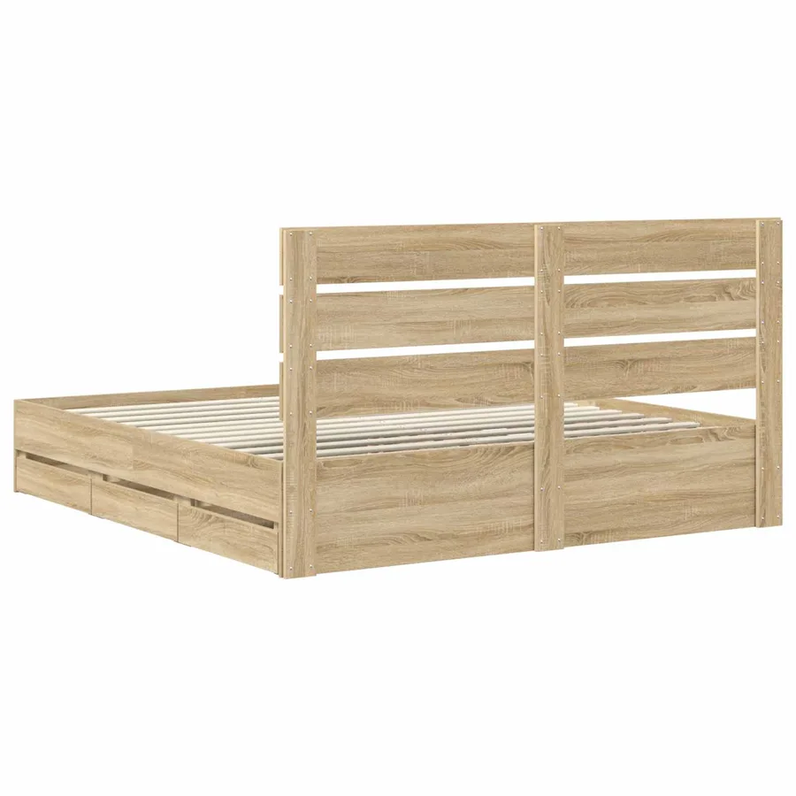 Cadre de lit Chêne Sonoma 200 x 200 cm Bois Ingénierie - 10