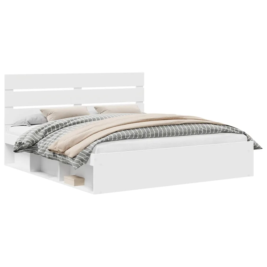 Cadre de lit Blanc 180 x 200 cm Bois de pin massif - 2