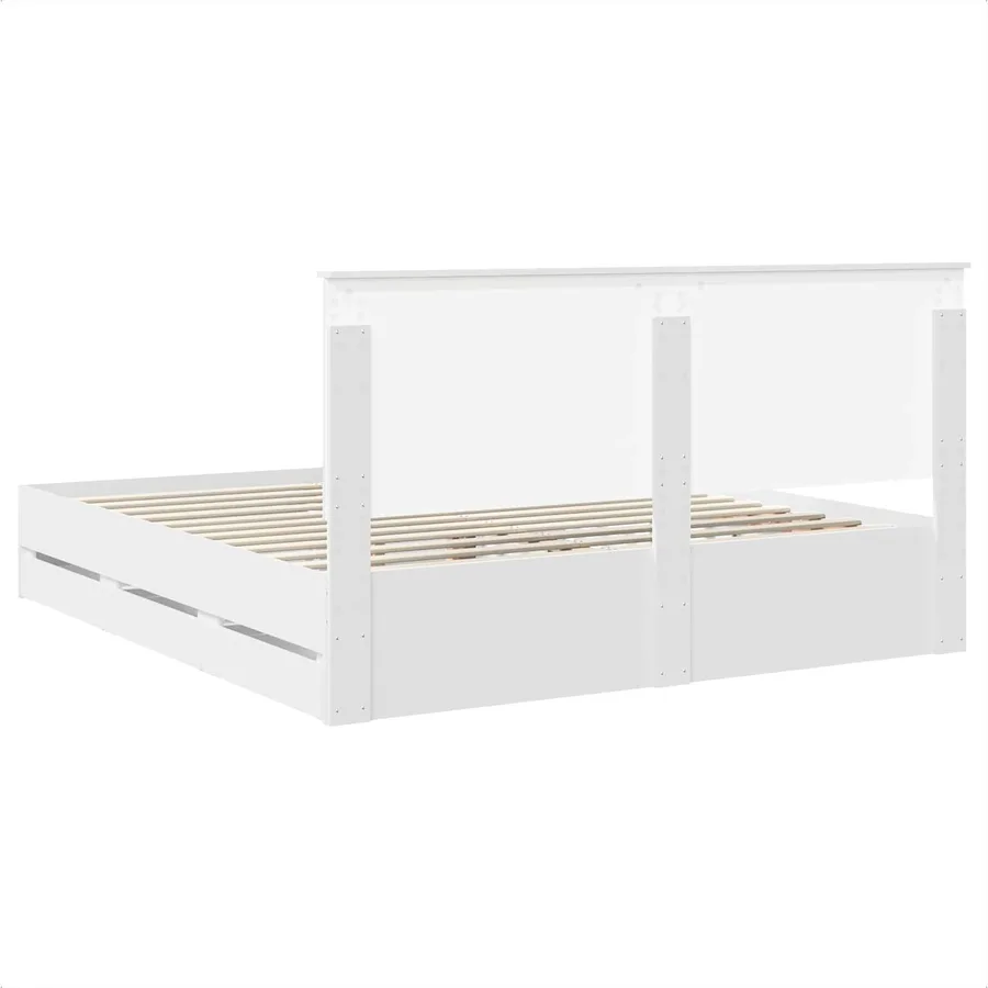 Cadre de lit avec tiroir Blanc 200 x 200 cm Bois Ingénierie - 10