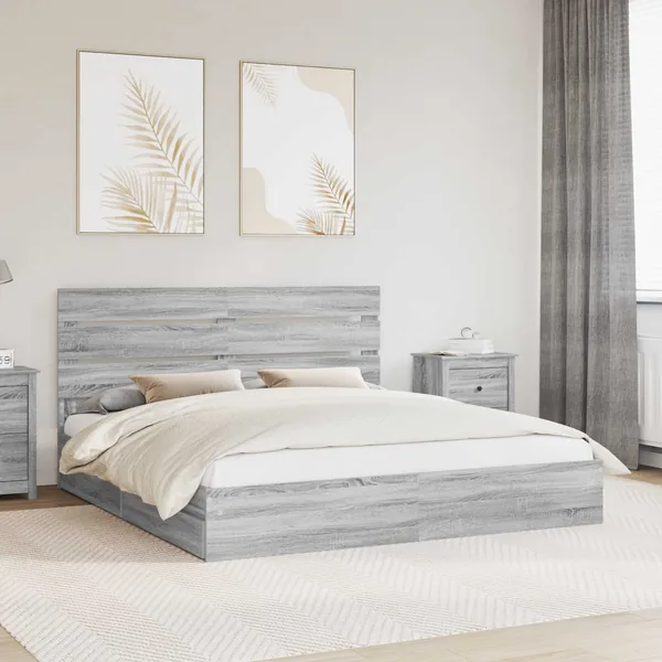Lit de Rangement Gris Sonoma 180 x 200 cm Bois d'ingénierie