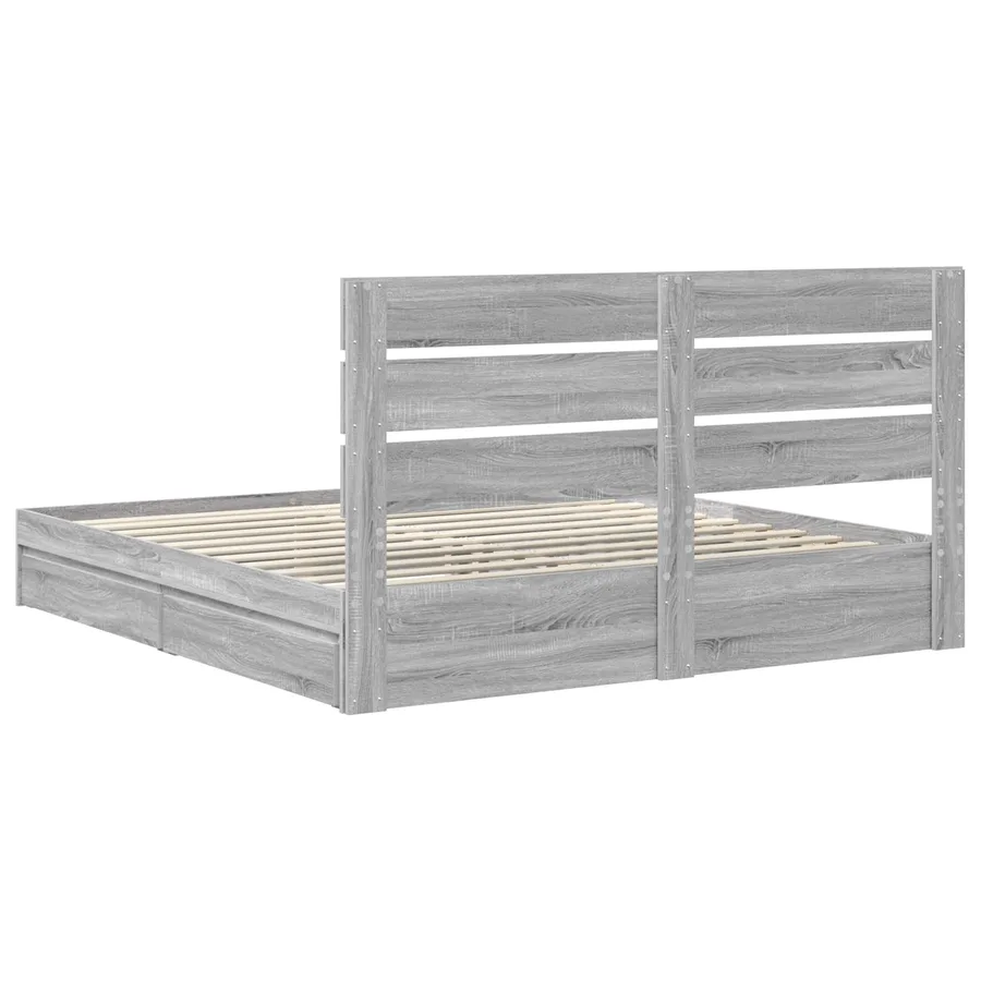 Lit de Rangement Gris Sonoma 180 x 200 cm Bois d'ingénierie - 10
