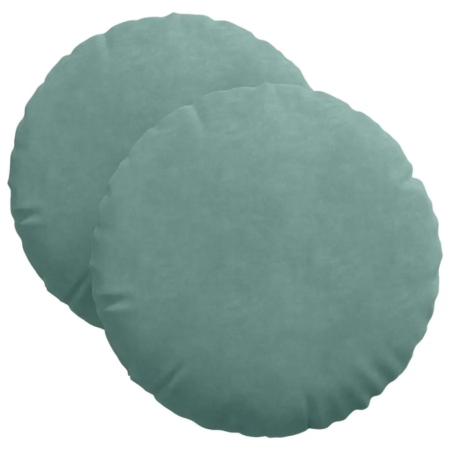 Coussins de siège 2 pcs Vert Mer Ø 40 x 13 cm Velours - 2