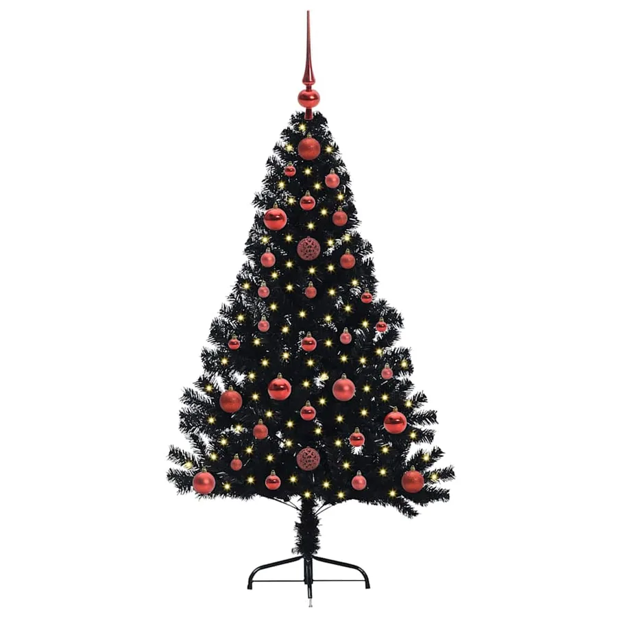 Sapin de Noël artificiel pré-éclairé Noir 120 cm PVC - 3