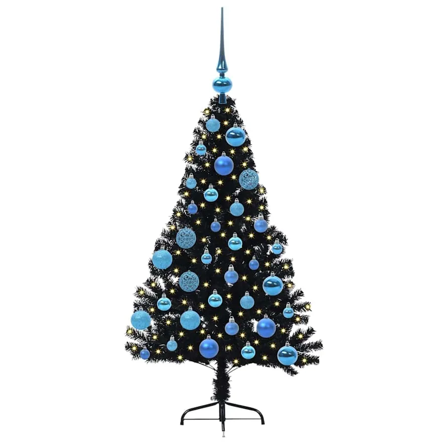 Sapin de Noël artificiel pré-éclairé Noir 120 cm PVC - 3