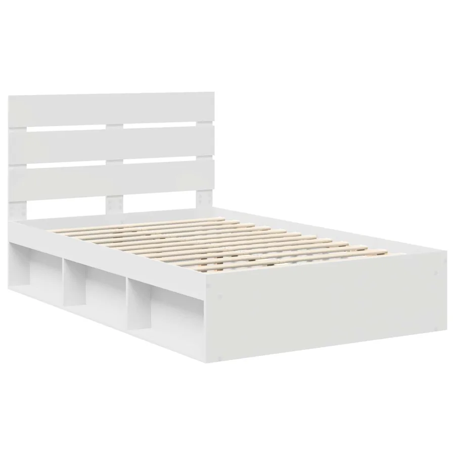 Cadre de lit Blanc 135 x 190 cm Bois de pin massif - 4