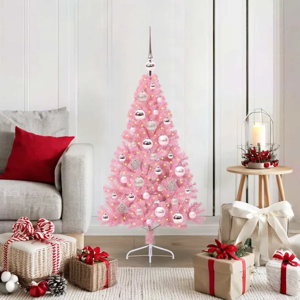 Sapin de Noël artificiel pré-éclairé Rose 120 cm PVC