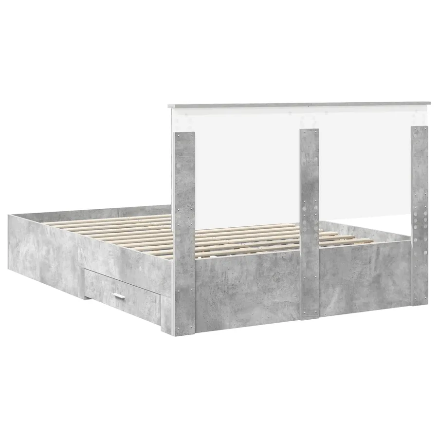 Cadre de lit Gris béton 160 x 200 cm Bois d'ingénierie - 10