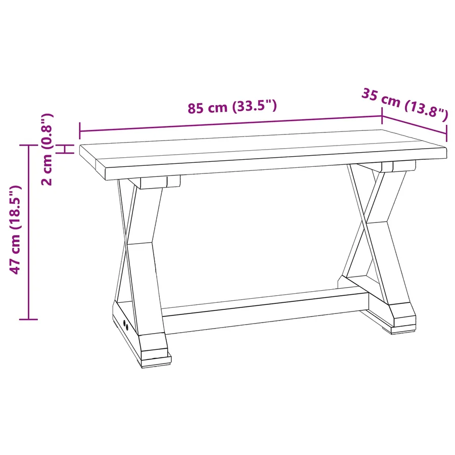 banc Naturel 85 x 35 x 46 cm Bois massif de récupération - 8