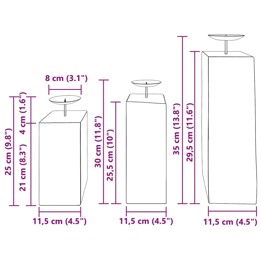 Bougeoir 3 pcs Naturel Bois massif de récupération - 10