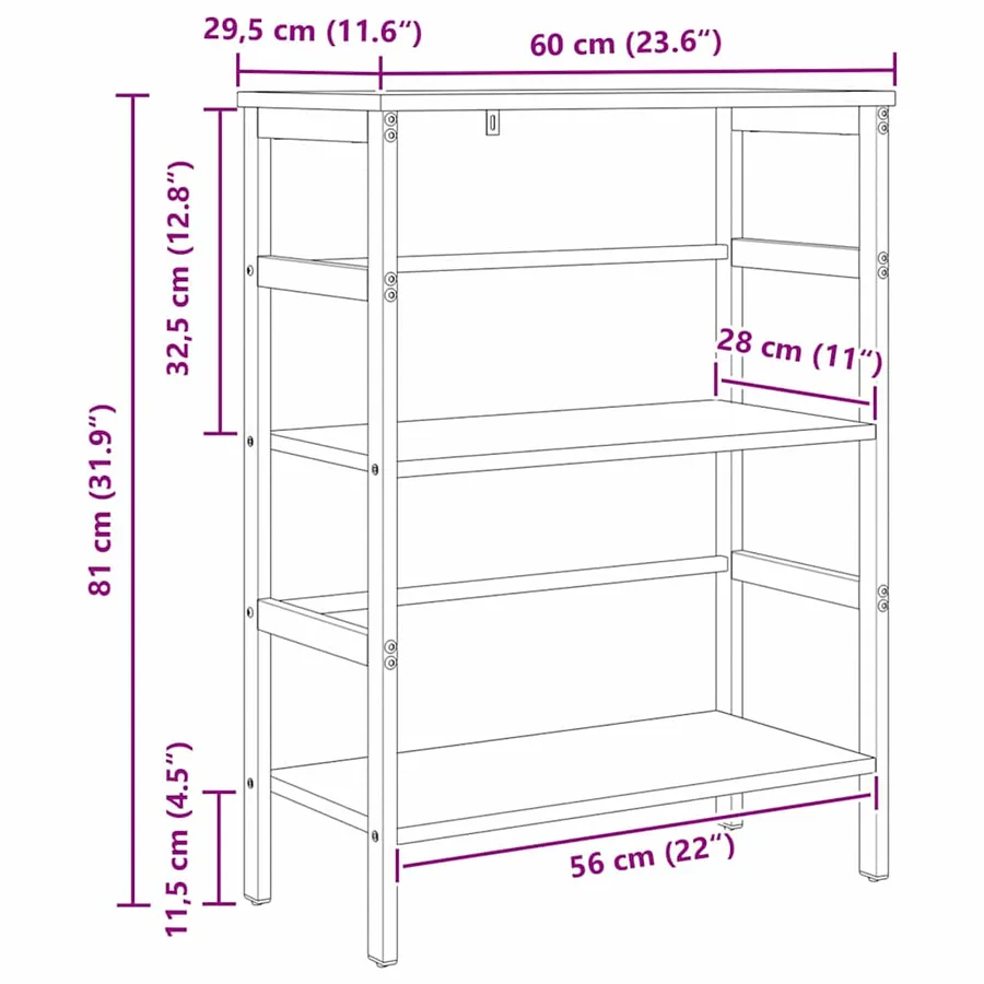 Étagère 2 niveaux 60 x 29,5 x 81 cm Bois d'ingénierie - 12