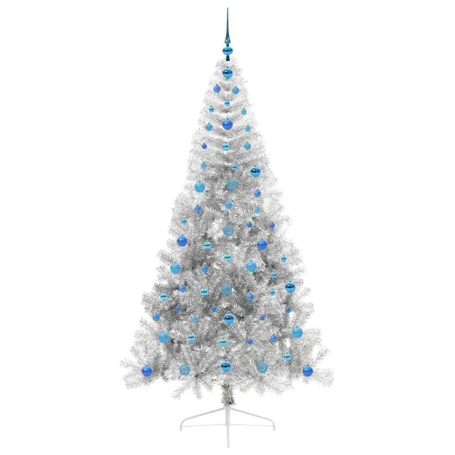 Sapin de Noël artificiel pré-éclairé Argent 210 cm PET - 4