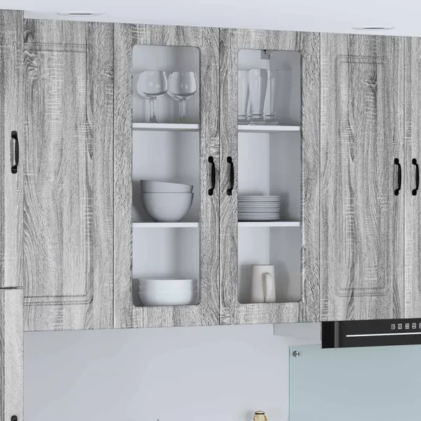 Cabinet en verre mural LUCCA Sonoma gris 80 x 31 x 100 cm