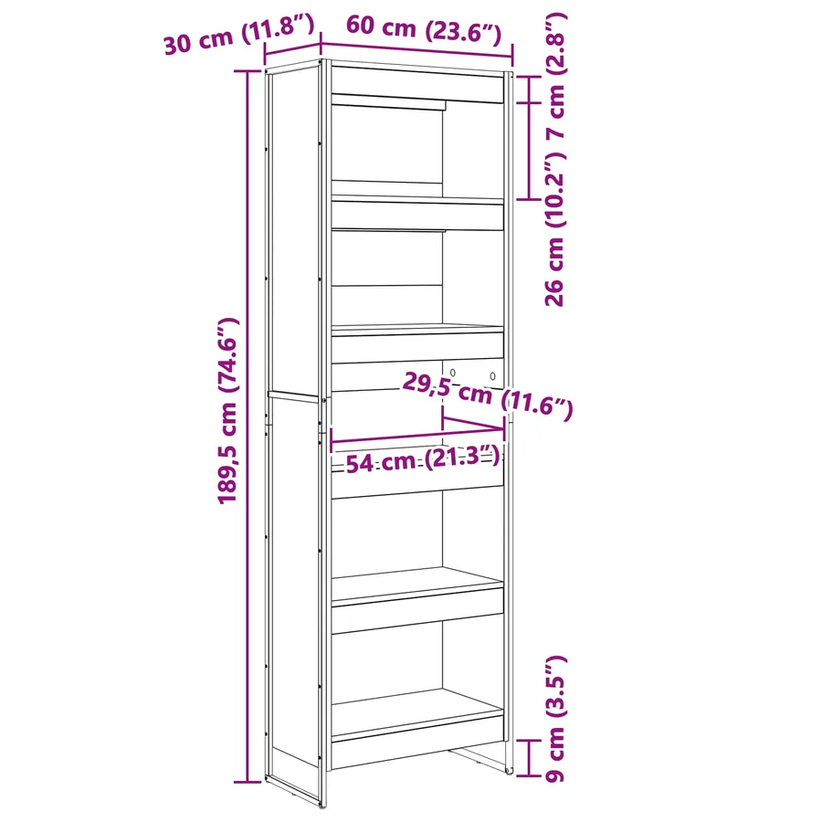 Bibliothèque 60 x 30 x 189,5 cm Bois d'ingénierie Sonoma - 11