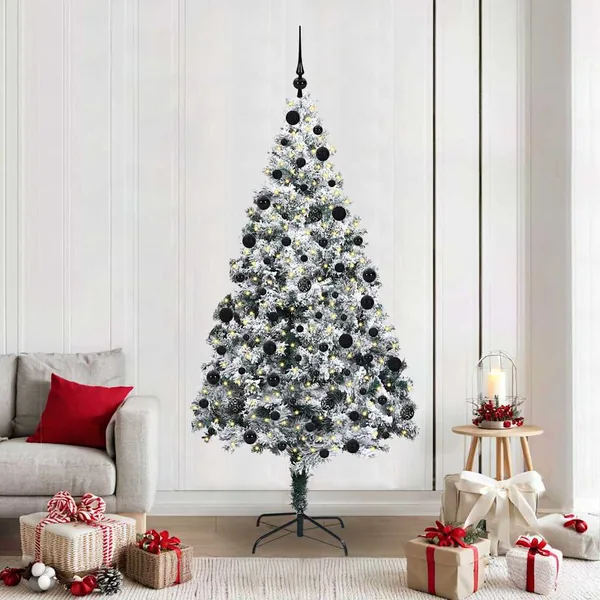 Sapin de Noël artificiel Blanc 210 cm PVC, Acier et Plastique