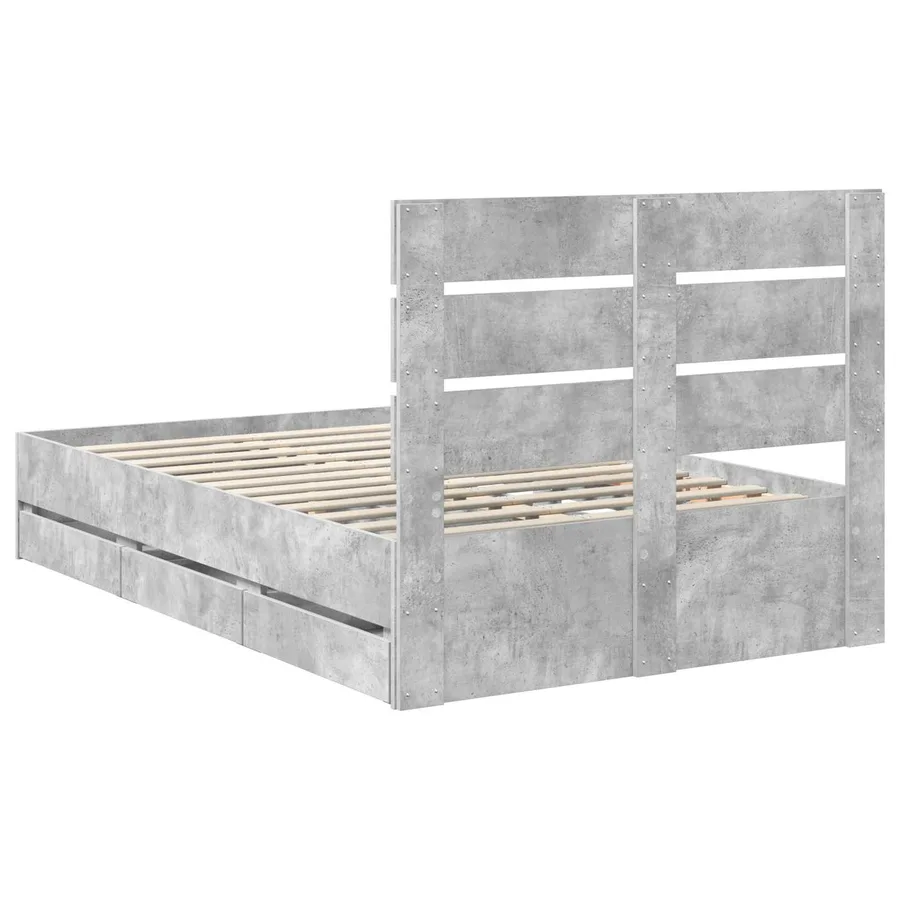 Cadre de lit Gris béton 135 x 190 cm Bois Ingénierie - 8