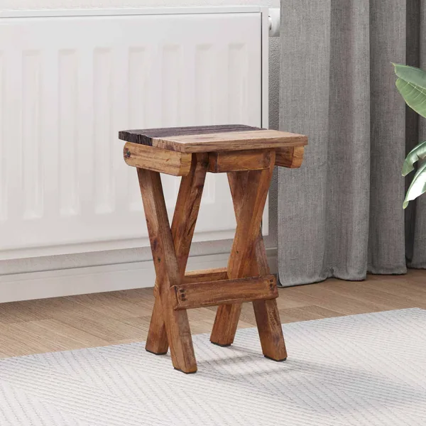 Tabouret Naturel 30 x 30 x 48 cm Bois massif de récupération