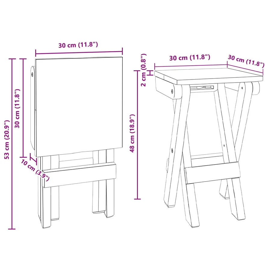 Tabouret Naturel 30 x 30 x 48 cm Bois massif de récupération - 11