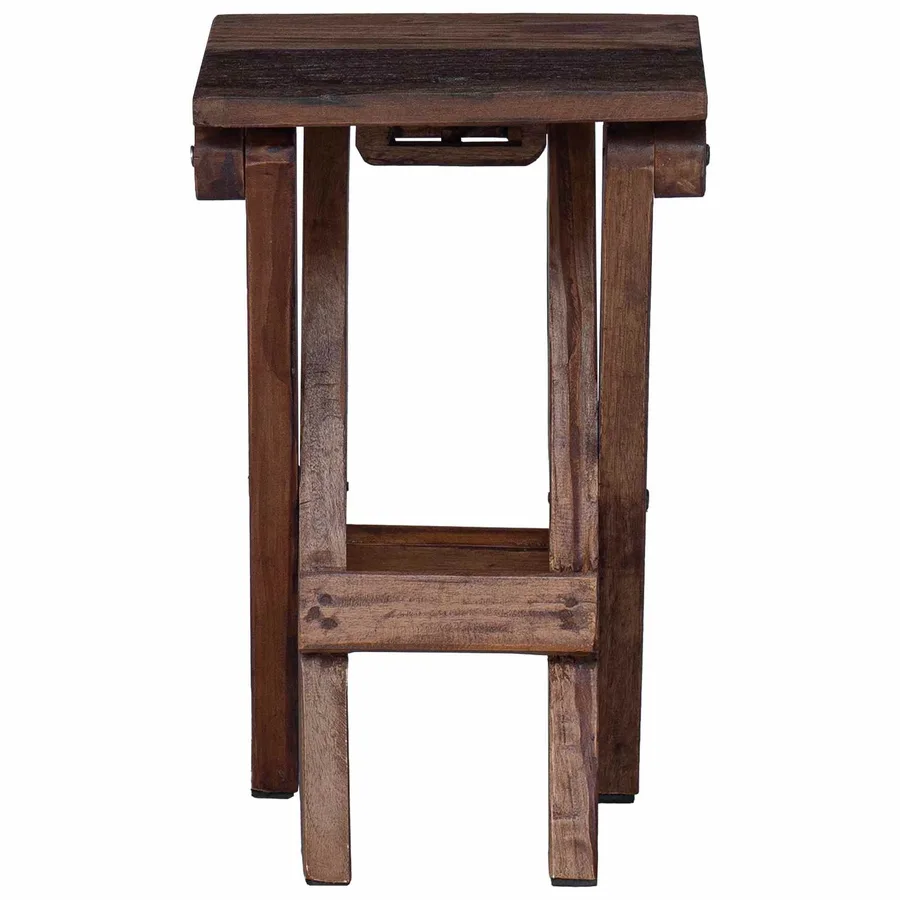 Tabouret Naturel 30 x 30 x 48 cm Bois massif de récupération - 5
