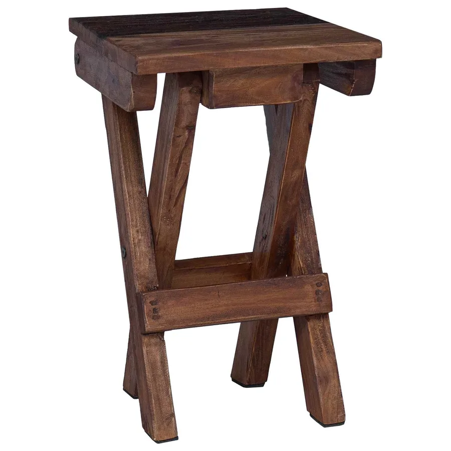 Tabouret Naturel 30 x 30 x 48 cm Bois massif de récupération - 7