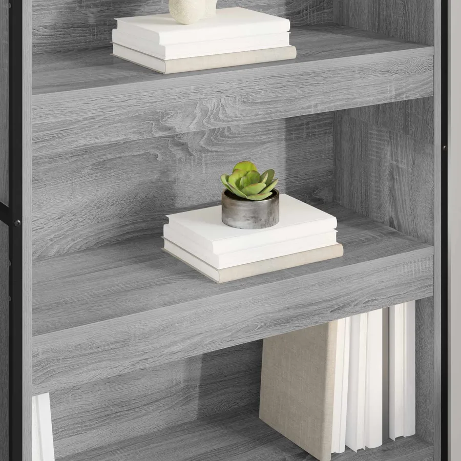 Bibliothèque 80 x 30 x 155 cm Bois d'ingénierie Gris Sonoma - 4