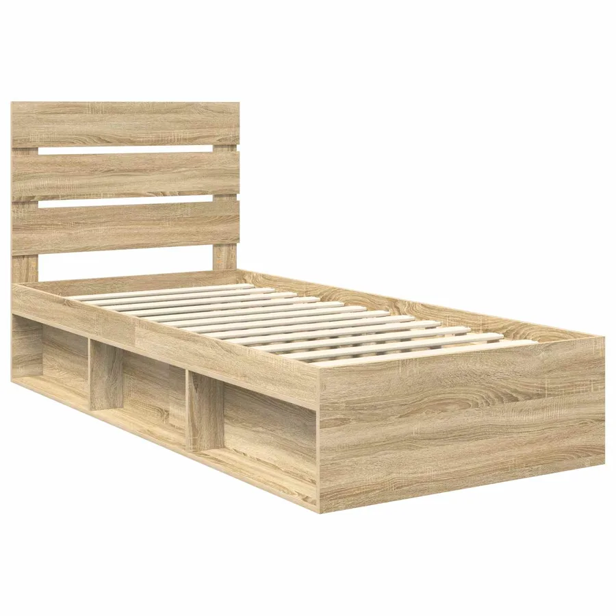Cadre de lit Chêne Sonoma 75 x 190 cm Bois de pin massif - 4