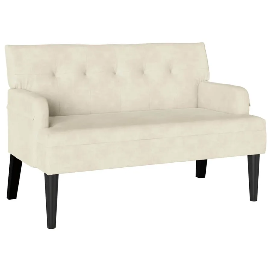 Banc Chesterfield Crème 112 x 65,5 x 75 cm Velours - 2