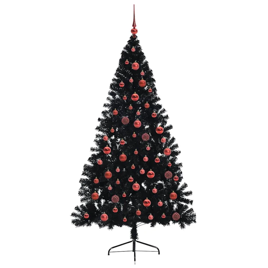 Sapin de Noël artificiel pré-éclairé Noir 180 cm PVC - 4